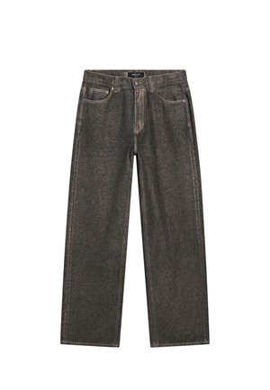 Mørkegrå brede denimjeans med klassisk fem-lomme-design, kraftig syning og lynlås med knaplukning.