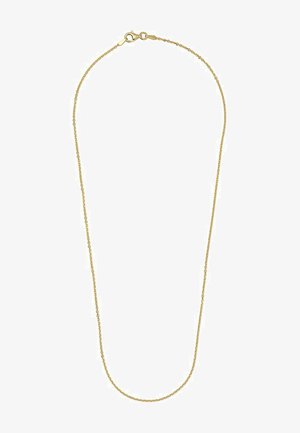 Collana in tono oro con una catena delicata. Presenta forme ovali collegate e una chiusura a gancio. La lunghezza è regolabile per una vestibilità perfetta.