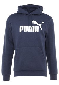 Felpa con cappuccio blu navy realizzata in misto cotone, dotata di tasca a marsupio, cappuccio con coulisse e grande logo bianco Puma sul davanti.