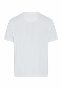T-shirt bianco a maniche corte con scollo rotondo e vestibilità rilassata. Tessuto liscio senza patterns o dettagli visibili.