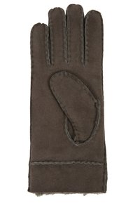 Gant en cuir marron avec quatre doigts, surface texturée, accents cousus et une section de pouce légèrement plus large pour une meilleure prise.