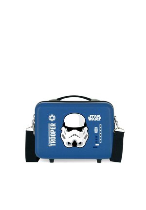 Bolso de hombro con carcasa dura azul que presenta un casco de Stormtrooper blanco, el logo de Star Wars y el texto "Legión Stormtrooper".