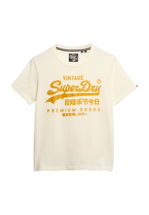 Superdry & Co VINTAGE LOGO RELAXED - T-shirt print - desert bone off white