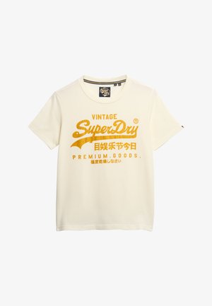 Superdry & Co VINTAGE LOGO RELAXED - T-shirt print - desert bone off white