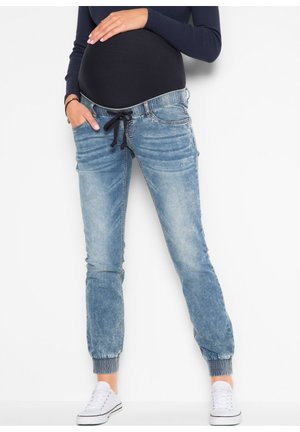 bonprix UMSTANDS JOGGER-STIL MIT BINDEBAND - Jeans slim fit - blau