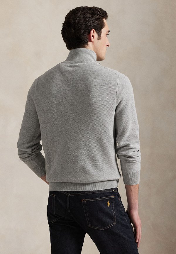 MESH KNIT COTTON QUARTER-ZIP SWEATER - Jumper - andover heather3