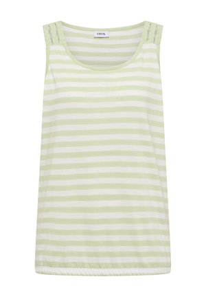 Cecil, TOP MIT ROUNDED V-NECK UND STREIFEN - Top - raw matcha lime