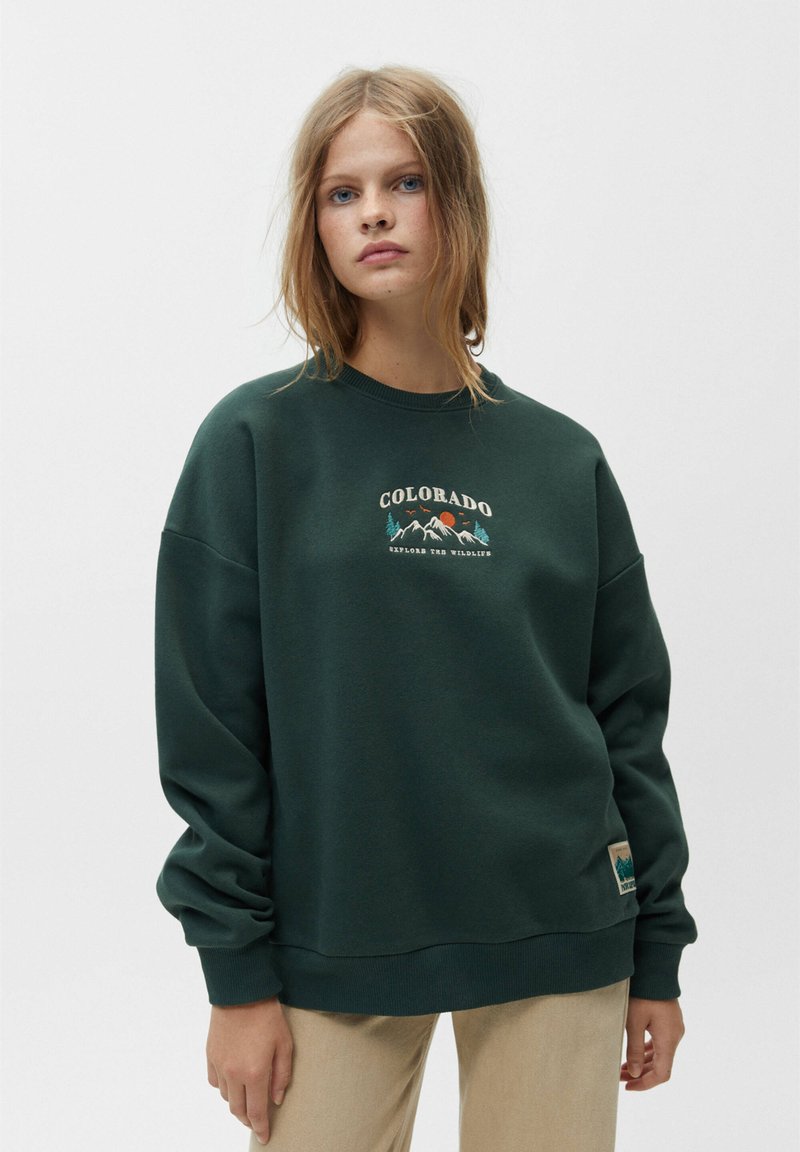 PULL&BEAR COLORADO ROUND NECK Sweatshirt mottled dark green/vert