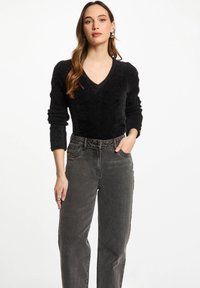 Morgan LONG-SLEEVED WITH FLUFFY - Maglione - noir