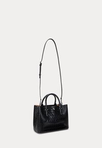 Lauren Ralph Lauren EMBOSSED LEATHER SMALL MARCY SATCHEL - Geantă de mână - black
