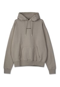 Felpa con cappuccio in cotone grigio chiaro, caratterizzata da una tasca frontale, polsi e orlo ribattuti, con logo "PEGADOR" sul petto.