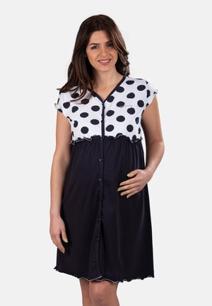 Premamy Camicia da notte - night blue-white (polka dots)