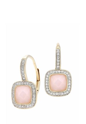 DIAMOND AND OPAL SQUARE HOOP - Ohrringe - gold-coloured