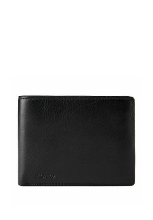 Portafoglio bifold in pelle nera con delicato logo "PICARD" in rilievo nell'angolo in basso a sinistra, finitura liscia e bordi cuciti.