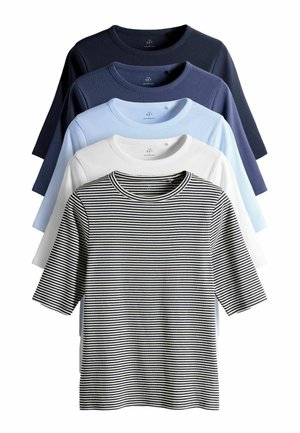 REGULAR FIT - 5 PACK 3/4 SLEEVE - Pikkade varrukatega topp - navy blue light blue white stripe