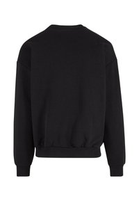 Sort sweatshirt med rund halsudskæring, lange ærmer og ribbede kanter. Fremstillet af blødt stof med en glat tekstur og uden synlige mønstre.