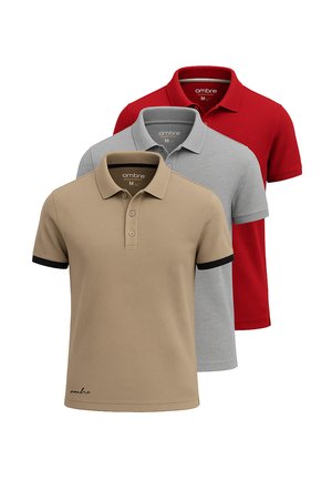 SET OF 3 POSS - Poloshirts - brown red grey