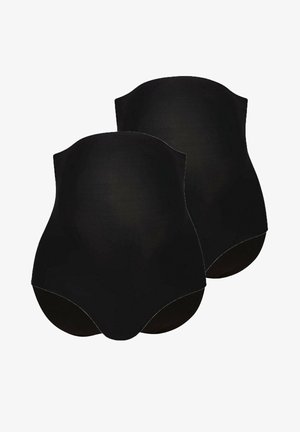 Schwarze Stretch-Shorts mit glatter Textur, hohem Bund und minimalistischem Design. Verkauft im Doppelpack.