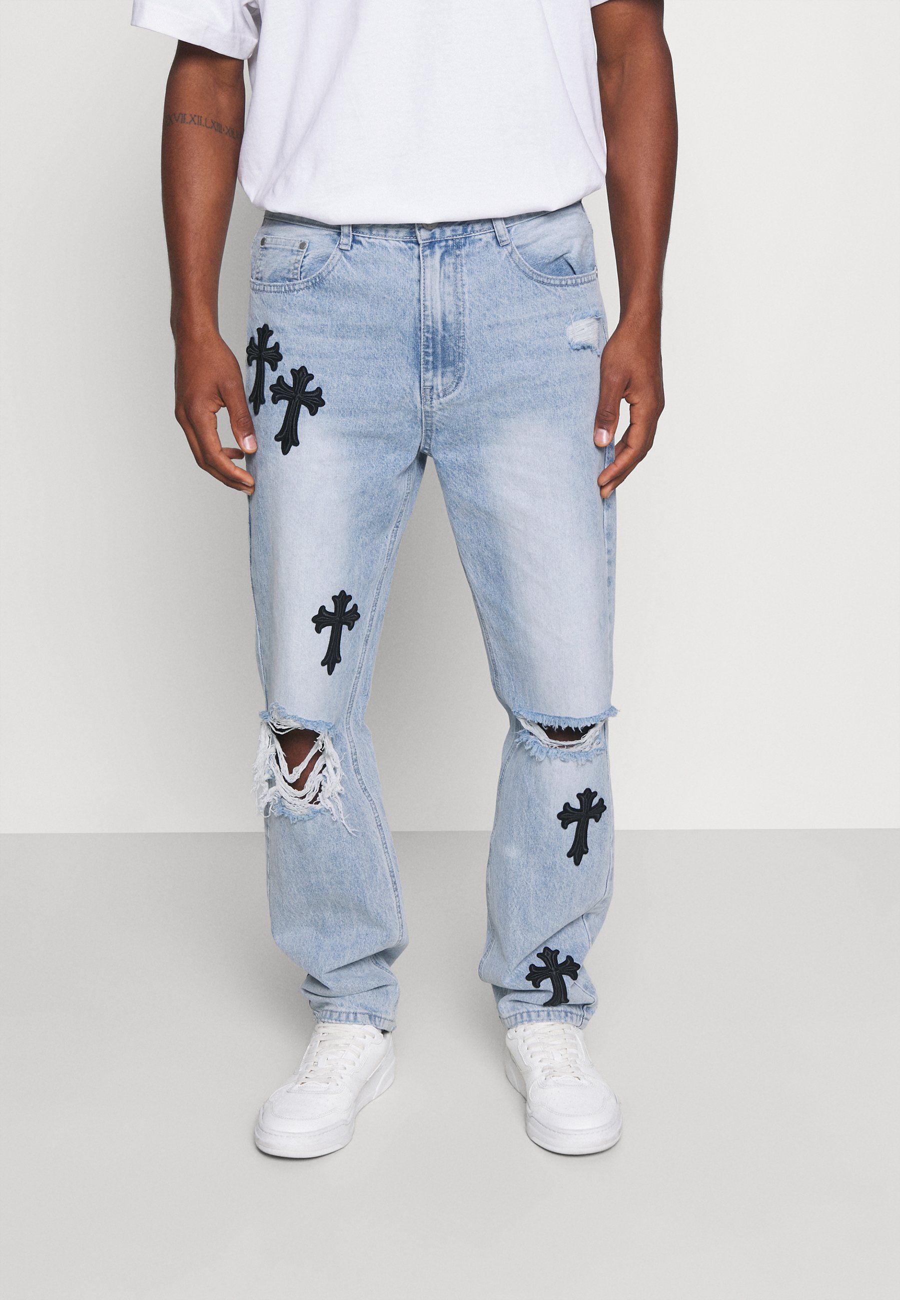 Mennace MENNACE MIRROR CROSS - Jeansy Straight Leg - blue/niebieski -  Zalando.pl