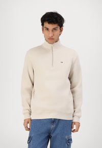Tommy Jeans - TJM REG FLEECE 1/4ZIP MOCK NECK - Sportinis megztinis - newsprint Miniatiūros vaizdas 1