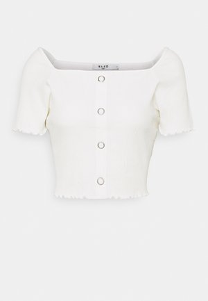 NA-KD BABYLOCK RUFFLE TOP - T-shirt imprimé - white