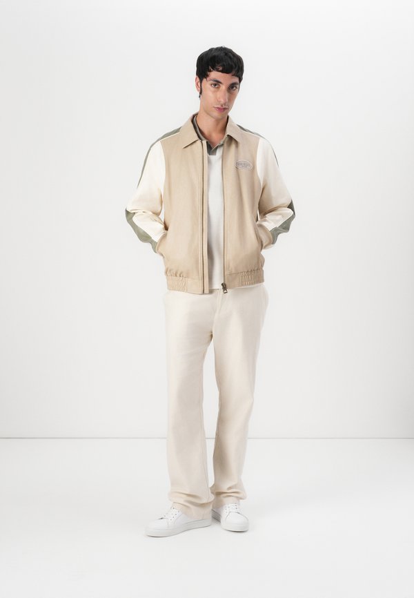 BLOCKING COLOR - Faux leather jacket - pearl mossy3