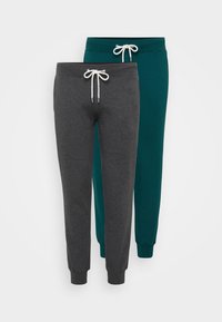 2 PACK - Pantalon de survêtement - mottled dark grey/dark green