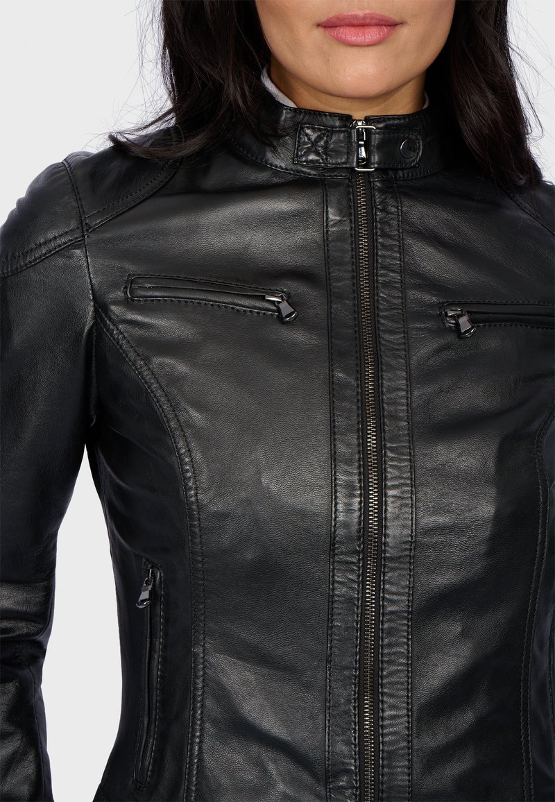Veste En Cuir OAKWOOD Pour Femme - Taille XL (équivaut M/38) - Noire - Mi-longue - Occasion Très Bon État