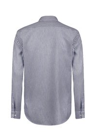 Langemouwen overhemd in blauw en witte verticale strepen, van katoen, met een button-down kraag, een gebogen zoom en met knoopmanchetten.