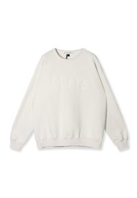 Felpa bianca a collo rotondo con "10 GIORNI" ricamato sul davanti. Materiale morbido, polsini e orlo a costine, vestibilità rilassata. Design minimalista.