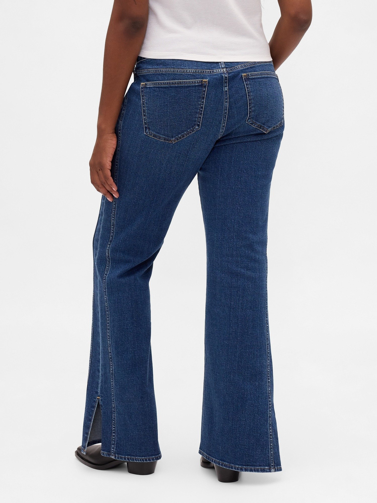 GAP LONG AND LEAN WESTCROFT ZIP HEM - Flared Jeans - dark wash