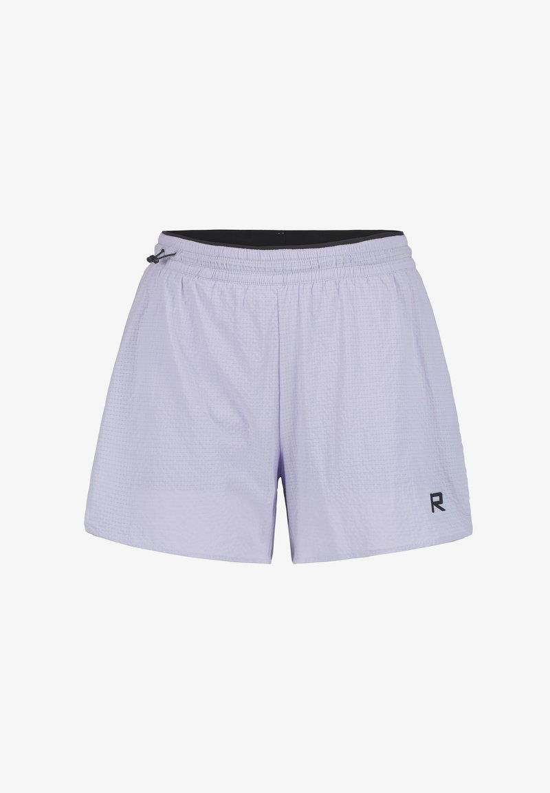 Ljuslila träningsshorts med ett strukturerat mönster, elastisk midja, dragsko och svart logotypdetalj fram.