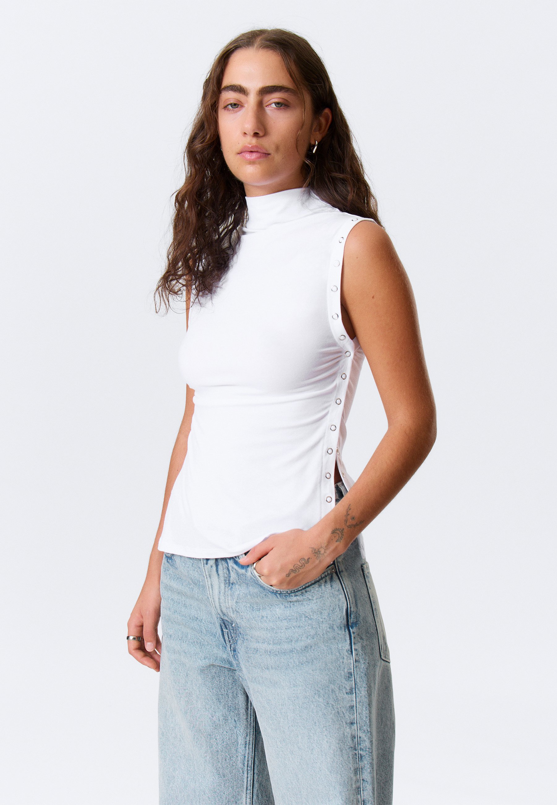 Weekday MOCK NECK - Top - white/weiß - Zalando