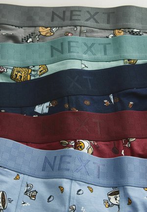 Herre boxer briefs i forskellige farver, herunder grå, grønblå, mørkeblå, bordeaux og lyseblå. Har elastiske taljebånd med "NEXT" branding og mønstre.
