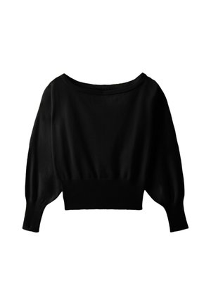 Stradivarius, ASYMMETRIC RIBBED HEM KNIT SWEATER 01645702 - Svetrík - black
