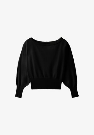 Stradivarius, ASYMMETRIC RIBBED HEM KNIT SWEATER 01645702 - Svetrík - black