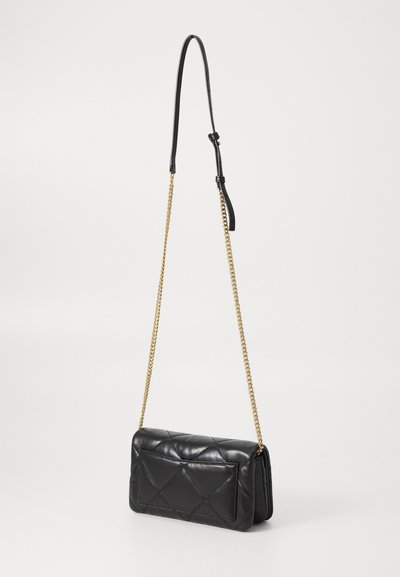 Tory Burch KIRA PAVE LOGO DIAMOND QUILT CHAIN WALLET - Monedero - black