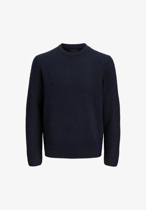 Mørkeblå, struktureret sweater med rund halsudskæring og lange ærmer. Lavet af et blødt materiale, der har en afslappet pasform og ribbede manchetter.