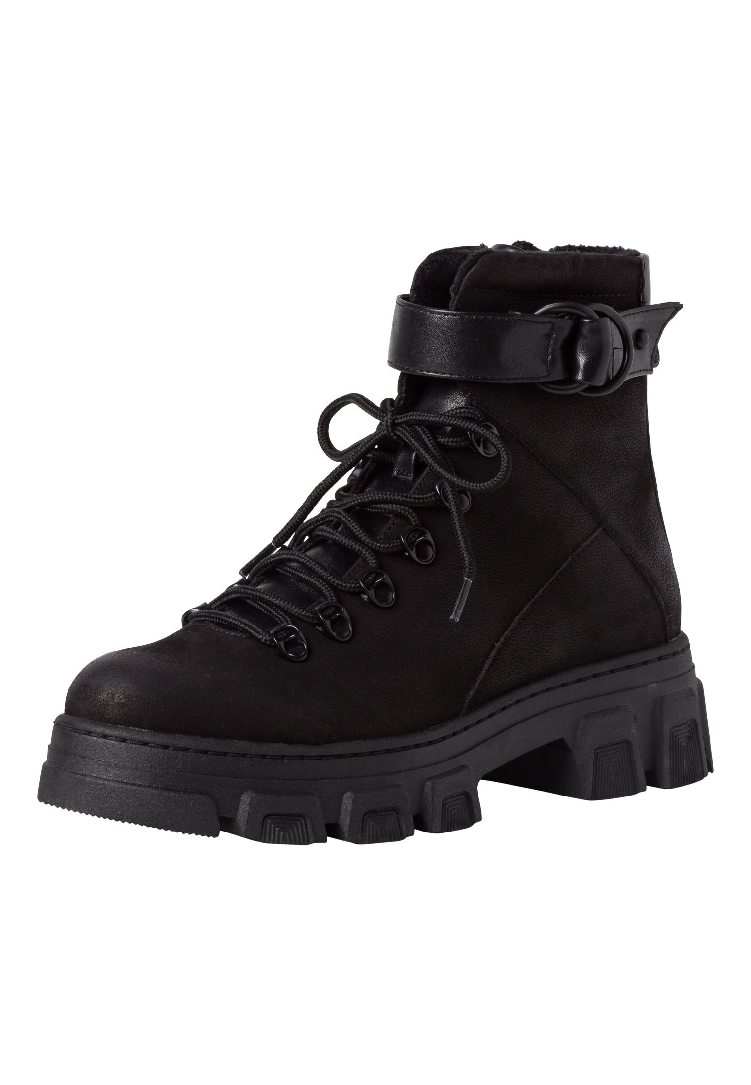 black hiker platform ankle boot