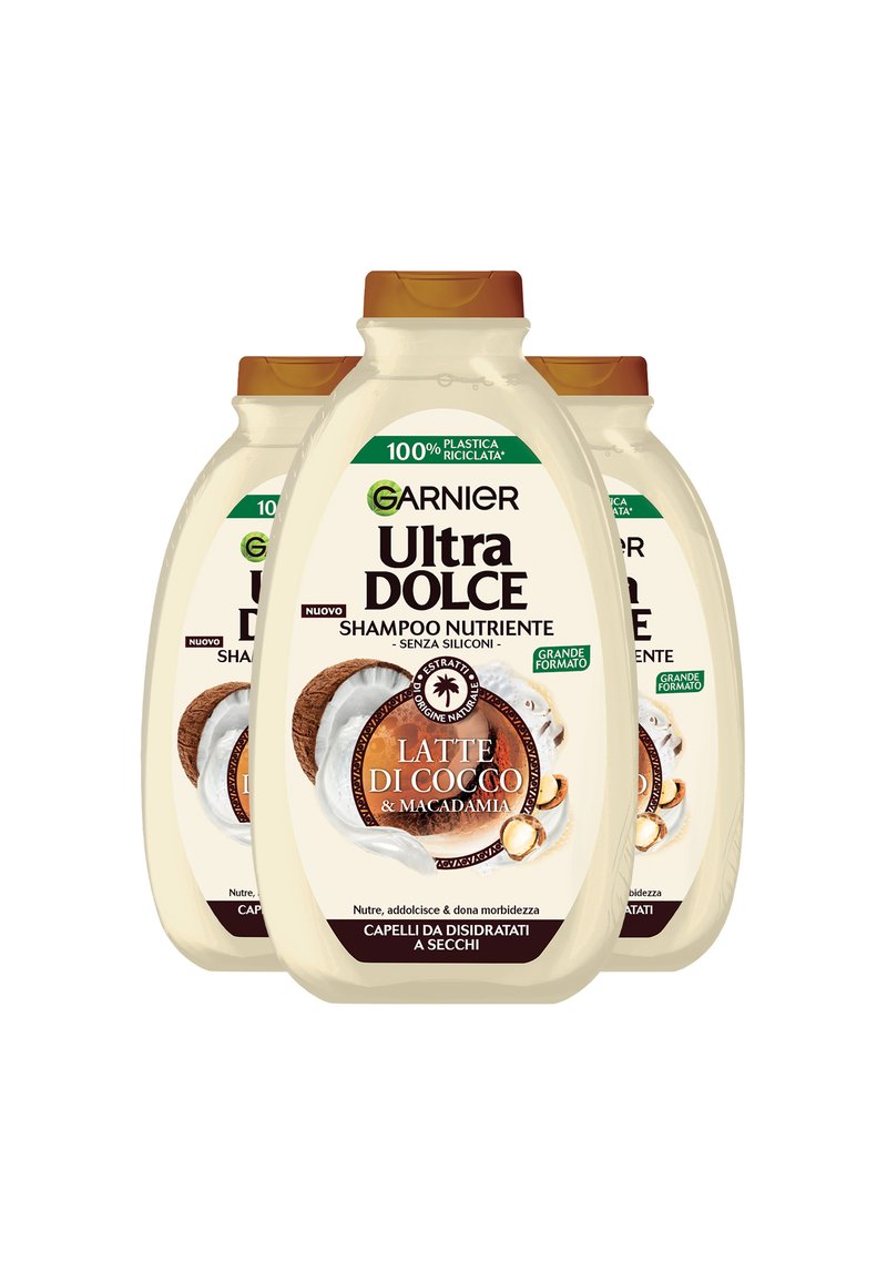 Garnier - SHAMPOO ULTRA DOLCE LATTE DI COCCO E MACADAMIA, CAPELLI MORBIDI E SETOSI, 400 ML - 3 PACK - Shampoo - trasparente, Ingrandire