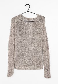 Kevyt, pitkähihainen neule pehmeästä, avonaisesta neuleesta. Neutraali beige, löysä malli ja pyöreä pääntie. Minimalistinen muotoilu yksinkertaisella tekstuurilla.