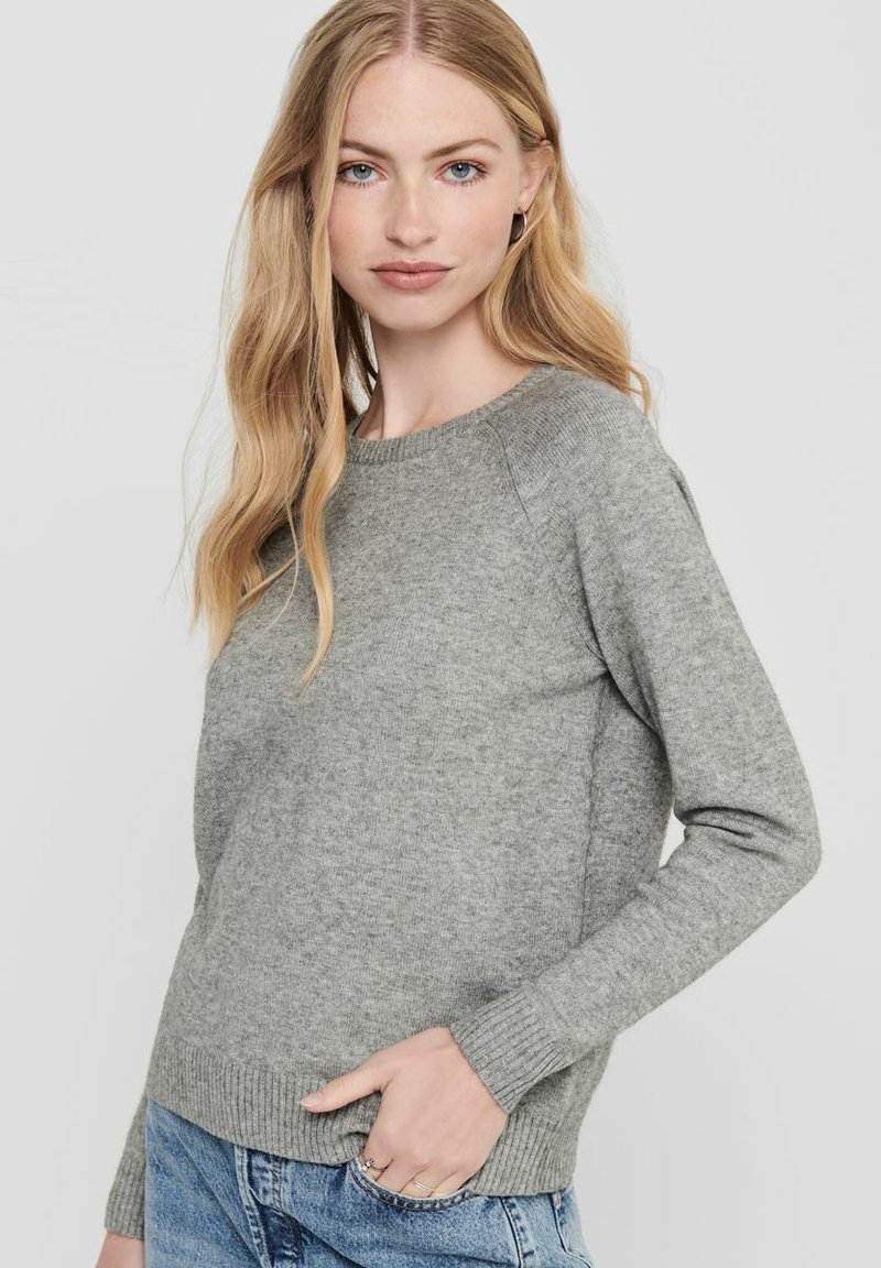 Damen Strickjacken | ONLY Strickpullover medium grey melange/dunkelgrau - IT48601 Damen Strickjacken | ONLY Strickpullover medium grey melange/dunkelgrau - IT48601