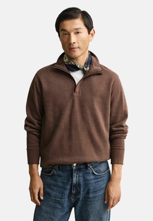 LIGHT SACKER HALF ZIP - Felpa - dark brown melange