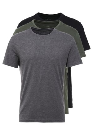 3 PACK - T-shirt basic - black/grey/green