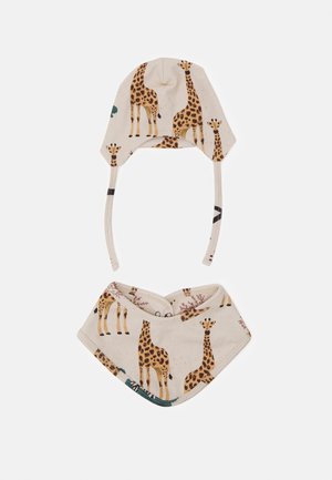 GIRAFFE BABY HAT AND BIB SET UNISEX - Huivi - beige