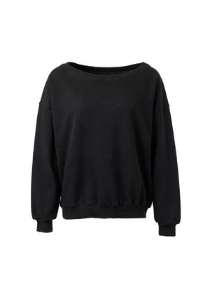 Sort oversized crewneck sweatshirt med lange ballonærmer og ribbet manchet og kant.