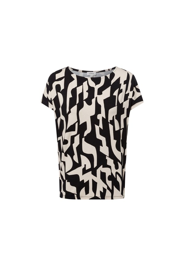 T-Shirt print - beige schwarz