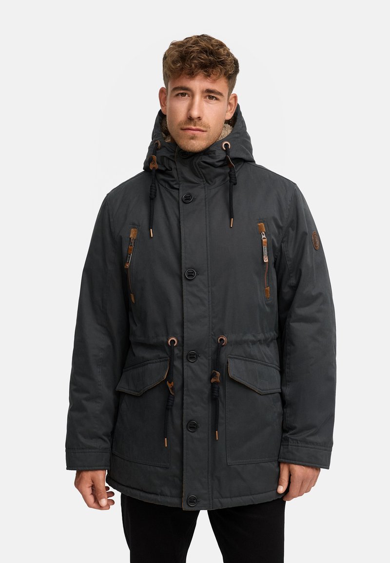 Indicode heren INGillespie winterjas met gevoerde capuchon | Herenjas wintermantel parka voor mannen, zwart (raven), XL
