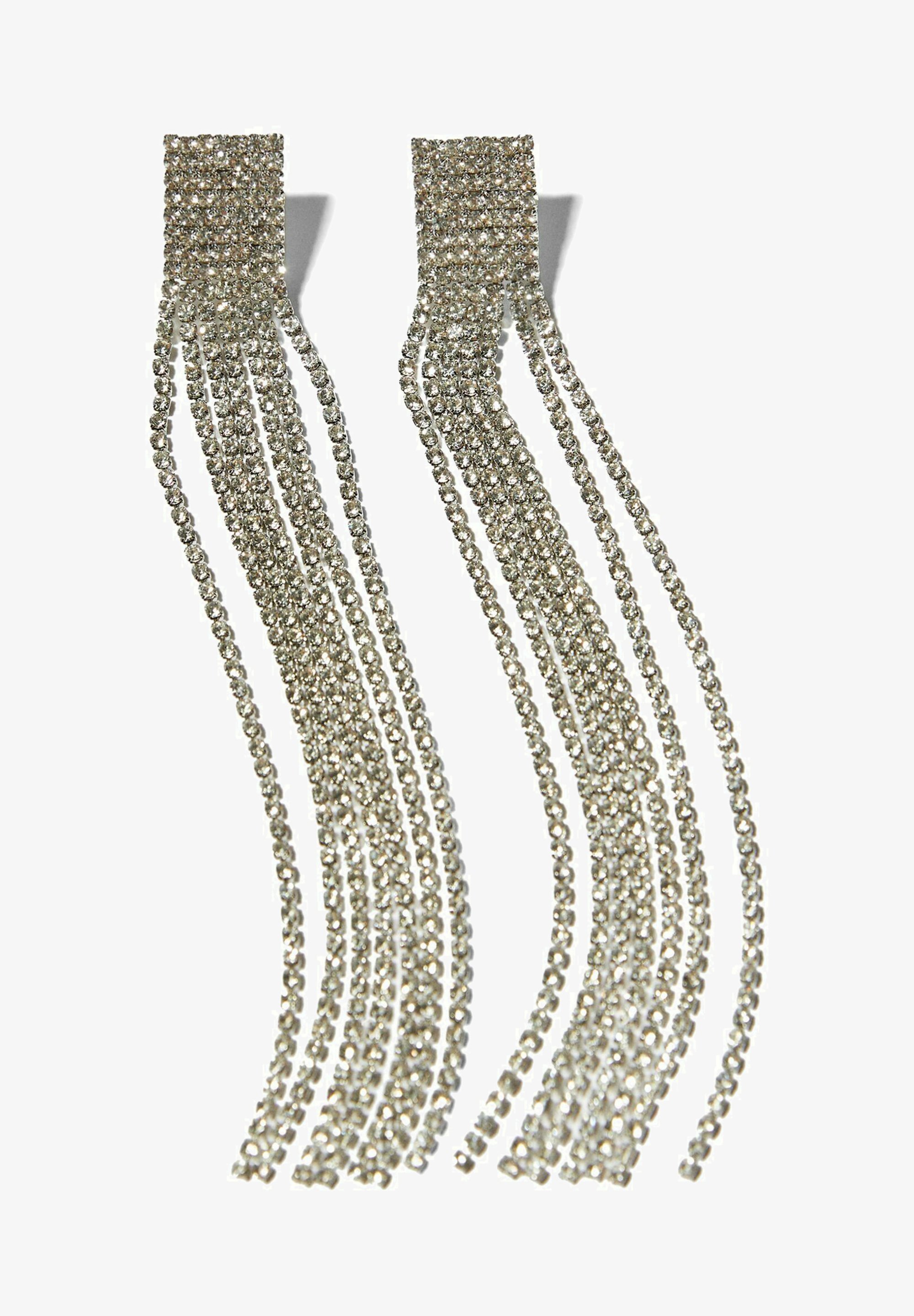 Bershka - RHINESTONE - Cercei - silver coloured