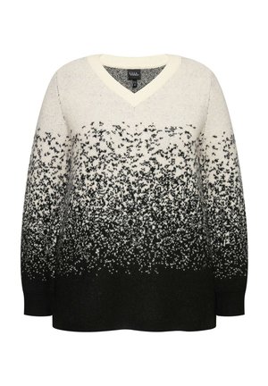 Ulla Popken GRADIENT LONG SLEEVE V-NECK - Svetr - light champagne